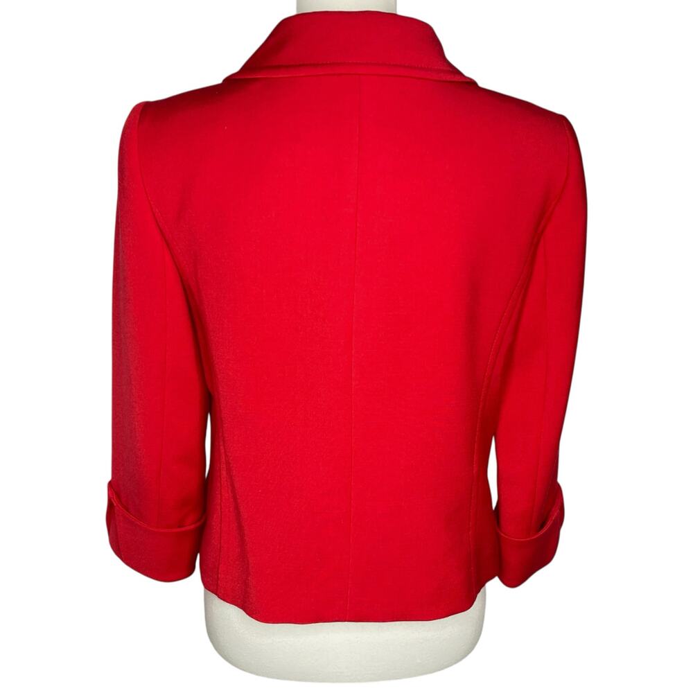 Tahari ASL Cropped Blazer Red Button Snaps Sz 6 Jacket Valentines Day Pop of Red - Picture 9 of 15